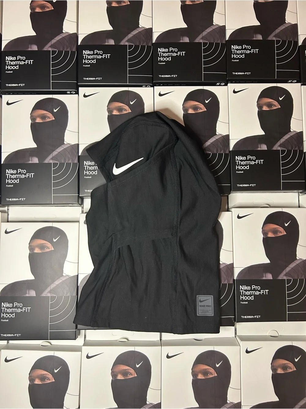 Nike Black Therma-FIT Balaclava Hood with White Swoosh